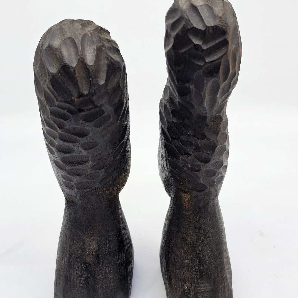 Vintage African Hand Carved Ebony Wood Sculpture Head Bust Face 8" Height Figure - Picture 3 of 4